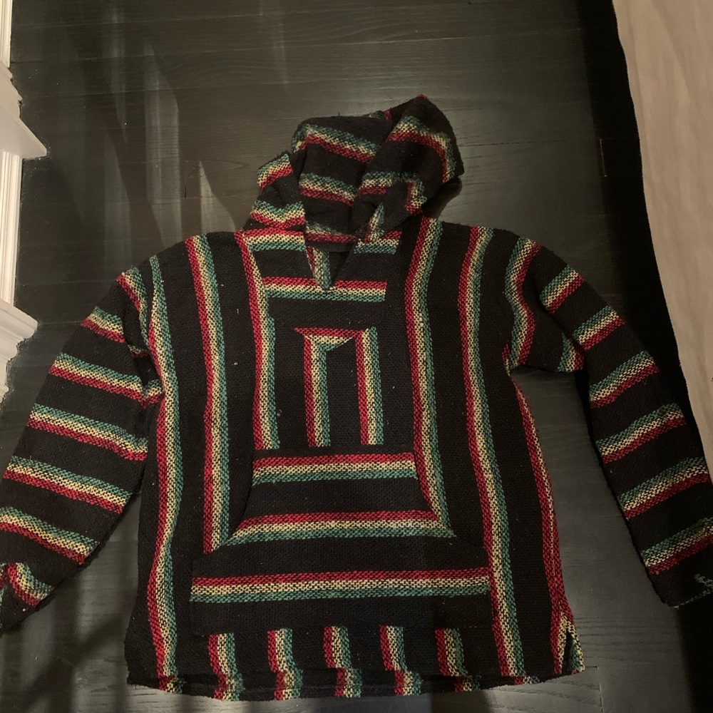 Black yellow green and red knitted sweatshirt